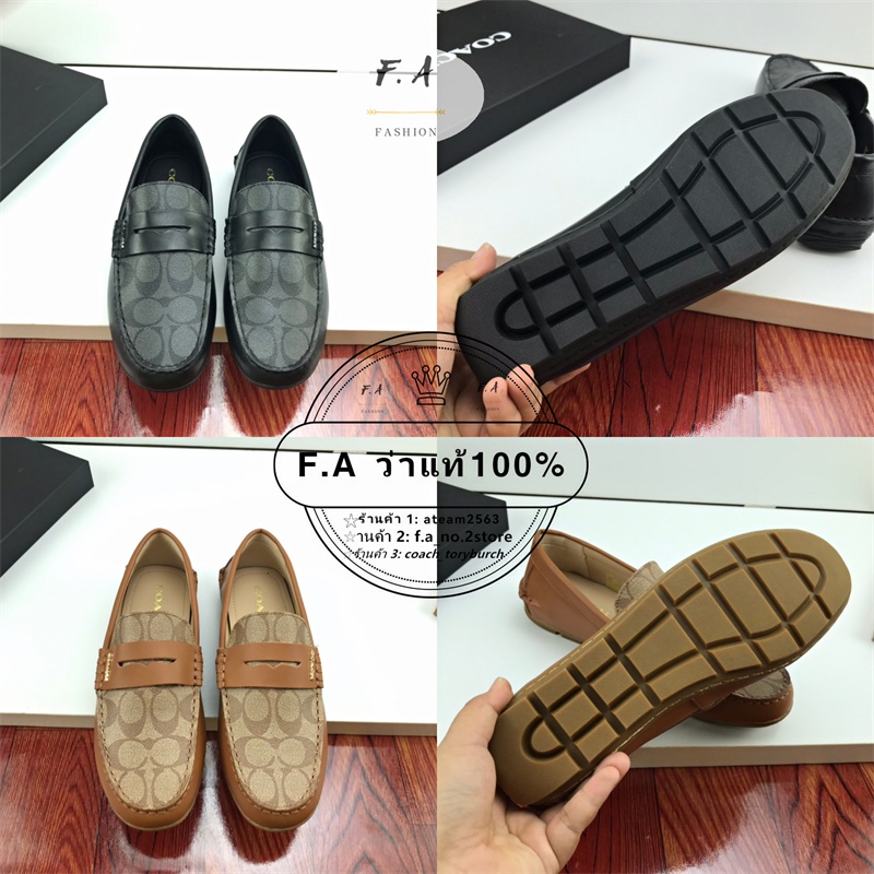 F.A ว่าแท้100% รองเท้าผู้ชาย Coach New Men's Loafers Peas Shoes Fashion Men's Casual Shoes MOTT boat shoes กันลื่น