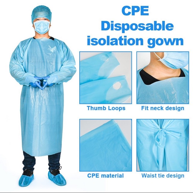 พร้อมส่งTHชุด (CPE) ชุดคลุม CPE isolation gown ราคาถูกที่สุด