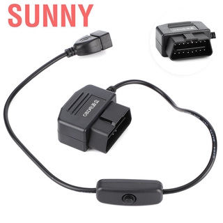 Sunny 18 . 7 In Obd2 Usb Power สายชาร์จ 16 Pin เชื่อมต่อสําหรับกล้อง Gps รถยนต์