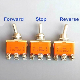 15 Amp 250V 6Pin Toggle DPDT ON-OFF-ON Switch Power Rocker Three Position Throw Polarity Forward Reverse CW CCW DC Motor