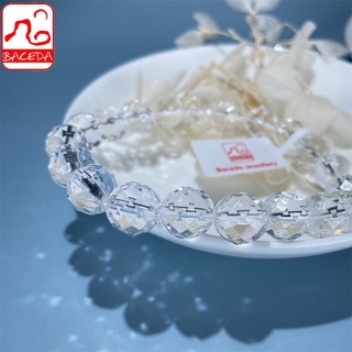 คริสตัลธรรมชาติ Baceda คริสตัลแกะสลักหน้าใสคริสตัลสีขาวสร้อยข้อมือคริสตัล 664 หน้าคริสตัลบําบัดคริสตัลผู้ชายผู้หญิงเทปบัตรและกล่