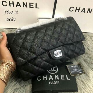 🎉Chanel 12" อะไหร่เงิน หนังคาเวียร์ งานสวยใส่ของได้เยอะ🎉