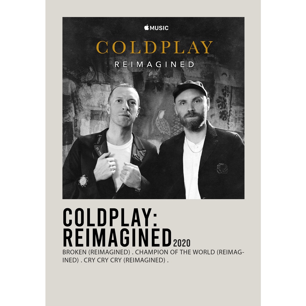 โปสเตอร์ปกอัลบั้ม Coldplay Reimagined โดย Coldplay สําหรับห้องพัก/บาร์เบอร์ยิม