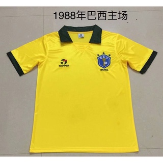 เสื้อกีฬาแขนสั้น ลายทีมชาติฟุตบอล Brasil 1988 ชุดเยือน สไตล์เรโทร สําหรับผู้ชาย ไซซ์ S-2XL