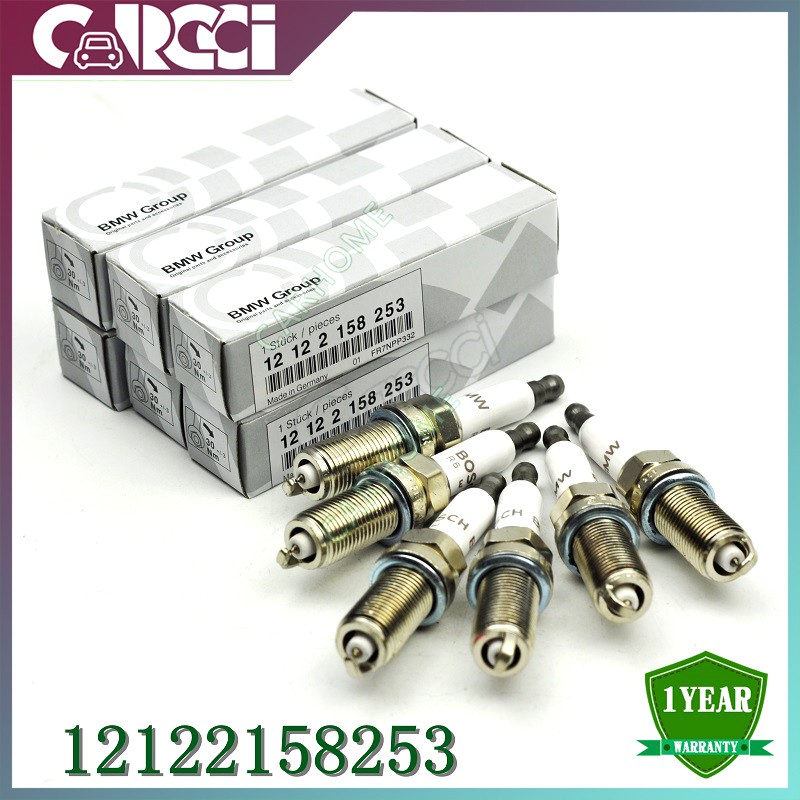 6ชิ้น 12122158253 FR7NPP33 หัวเทียนเหมาะสําหรับ BMW E81 E82 E87 E88 E90 E92 E93 E60 F10 328i 528i 52