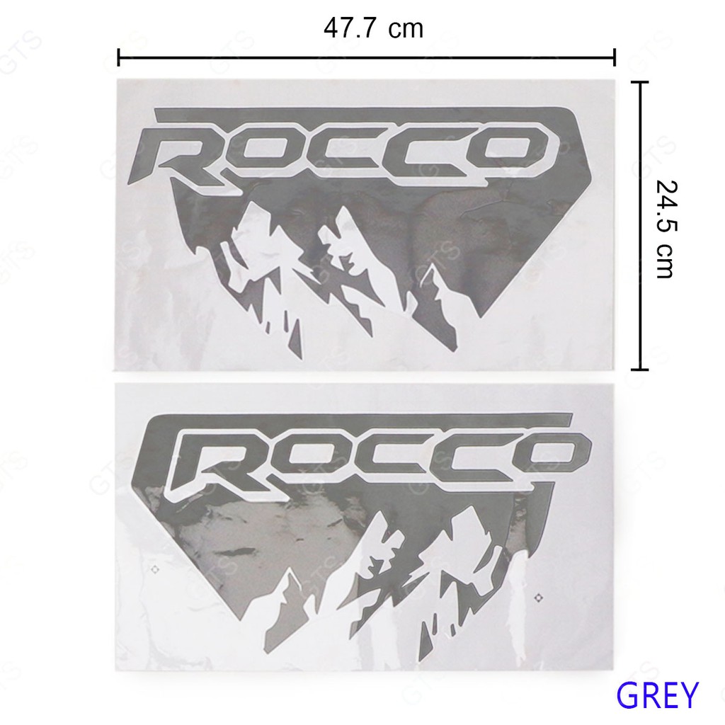 Sticker สติ๊กเกอร์ แต่งรถ สติ๊กเกอร์ติดข้างรถ "ROCCO" ข้างซ้าย+ขวา สีเทาเข้ม สำหรับ Toyota Revo,Rocco ปี 2015-2020