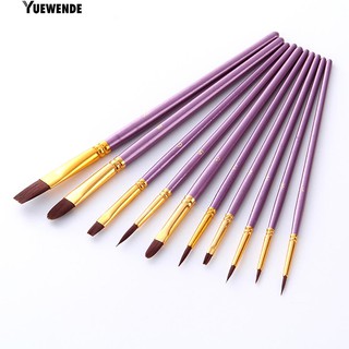 ‴ 10pcs / Set Round Pointed Tip รายละเอียดแปรงทาสีอะคริลิคไนล่อนสีทาสี