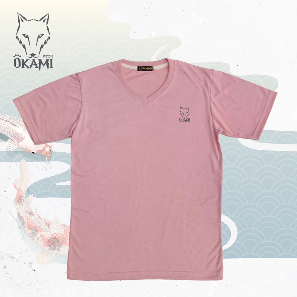 เสื้อยืด OKAMI "โลโก้อก" "คอวี" สีพาสเทล