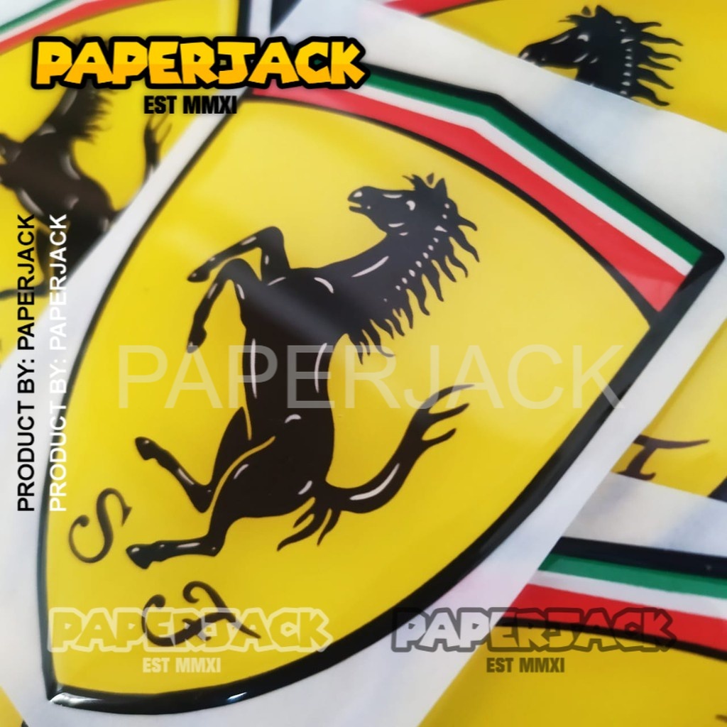ขนาดใหญ่ FERRARI EMBLEM สติกเกอร์นูนยืดหยุ่นอุปกรณ์มอเตอร์ไซค์กันน้ํา