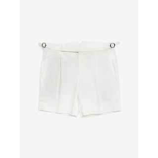 [JBB*] IVORY COTTON BROKEN TWILL SINGLE PLEATED SHORTS เจบีบี กางเกงขาสั้น กางเกงจีบขาสั้น ผ้าคอตตอนผสมโพลี สีขาว