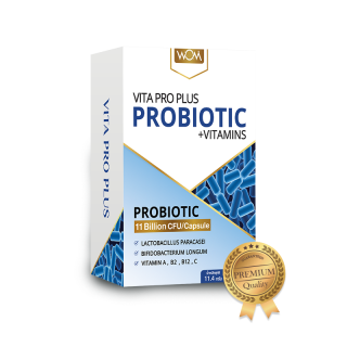 WOM VITA PRO PLUS probiotic โพรไบโอติก โพรไบโอติกส์ พรีไบโอติก โปรไบโอติก ปัญหา ท้องผูก กรดไหลย้อน (ทานได้ 1 เดือน)
