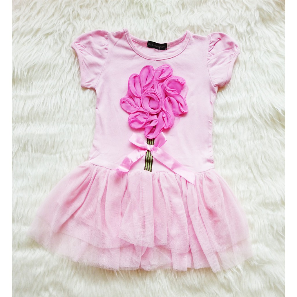 Big Flower PINK Tutu Children& 39;s Dress / Children& 39;s Dress Age 2 to 6 Years Code D00410C