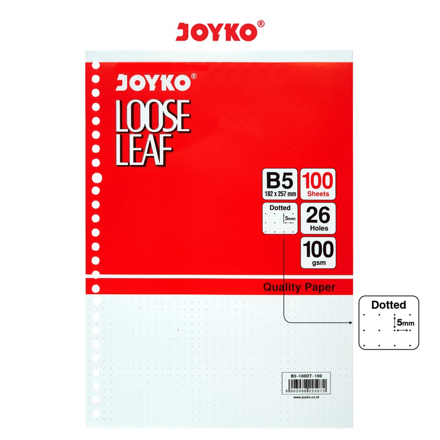 กระดาษเครื่องผูกลายจุด Joyko B5-100DT 100 แผ่น