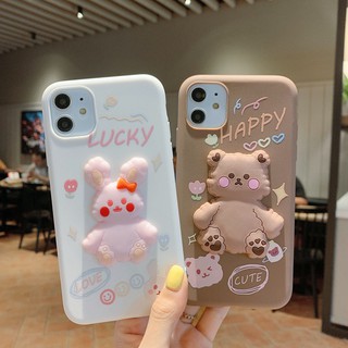 เคสโทรศัพท์มือถือ Tpu ลายการ์ตูนกระต่ายหมี 3D สําหรับ Xiaomi Mi 11 8 10 10T Lite Redmi 9T 9A 9C Note 10 9 8 7 Pro