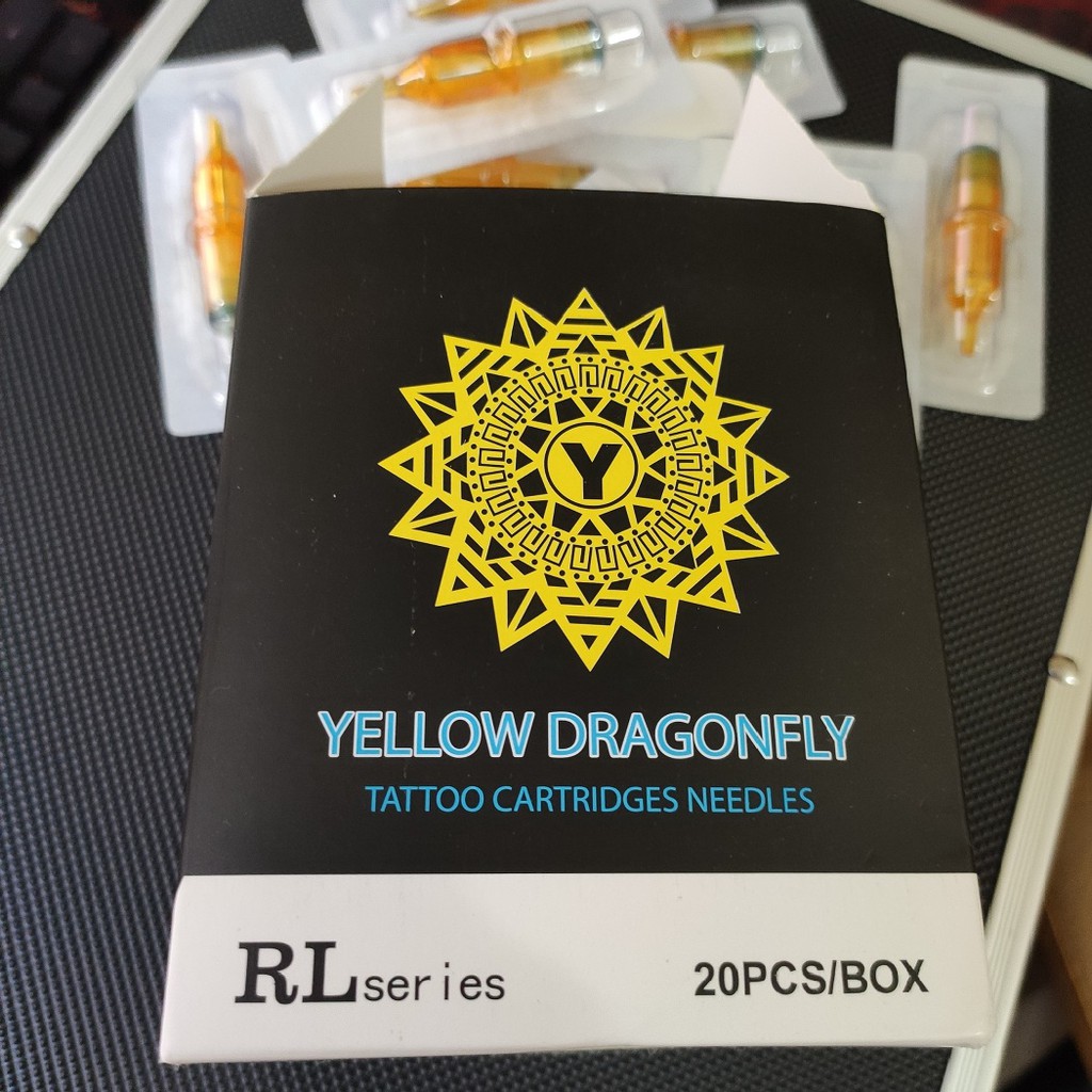 ปากกา เข็มสัก 1RL พร้อมสาย Dragonfly สีเหลือง