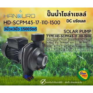 🚩HANDURO PLUS 3นิ้ว 1500วัตต์ ปั๊มหอยโข่ง ปั๊มน้ำโซล่าร์เซลล์ ปั๊มน้ำดีซีบรัชเลส มีกล่องควบคุมMPPT SOLAR PUMP 3" 1500W