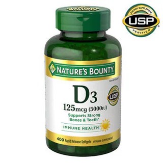 ✅พร้อมส่ง‼️Natures Bounty Vitamin D3 125 mcg, 400 Softgels