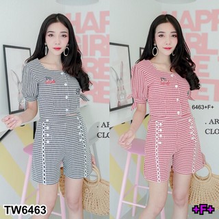 (6463) Set 2 ชิ้น เสื้อ+กางเกงขาสั้นยืดสม้อคหลัง