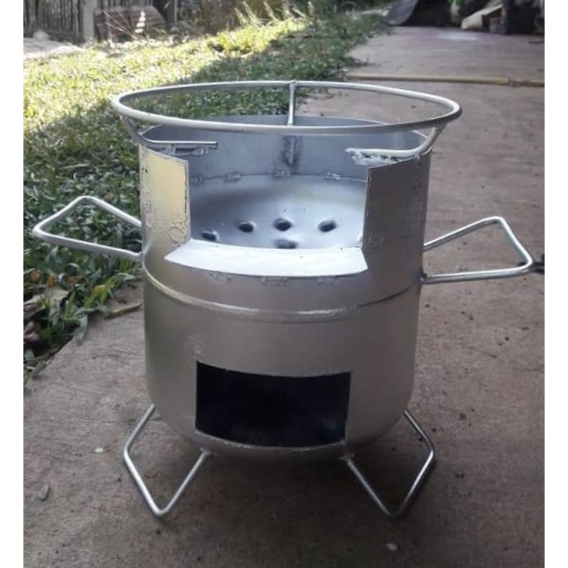 เตาถ่านเตาปิ้งย่างเตาอั้งโล่เตาถังแอร์เหล็กหนาเชื่อมขา2ชั้นเพิ่มความแข็งแรงพร้อมส่งน้ำหนักเบาใช้งานง่าย