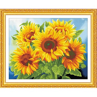 ชุดปักครอสติชพิมพ์ลาย ดอกทานตะวัน (Sunflower Cross stitch kit)