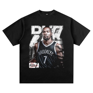 เสื้อยืดคอกลม แขนสั้น ลาย HT1 NBA Kevin Durant Nets Fan สไตล์วินเทจ สําหรับออกกําลังกาย TH1