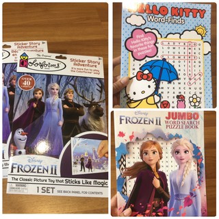 สมุดสติ๊กเกอร์frozen❄️ สมุดเกมส์หาคำ puzzle bookลายkitty 🎀ลายfrozen❄️