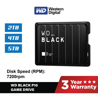 2 TB HDD EXT (ฮาร์ดดิสก์พกพา) WD BLACK P10 GAME DRIVE (WDBA2W0020BBK) Warranty 3 - Y