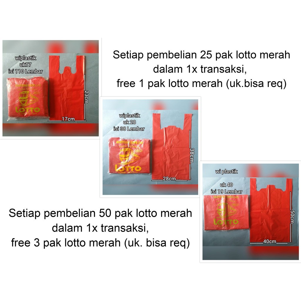 MERAH Hd LOTTO KILOAN ถุงพลาสติกสีแดง UK 17,24,28,35,40