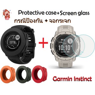 Garmin Instinct เคส + ฟิล์ม Garmin Instinct Tempered Glass Garmin Instinct Screen Protector Silicone Case For Garmin Instinct Tide / Instinct Tactical/ Instinct Solar Protective Cover Clear TPU Soft Protector Case