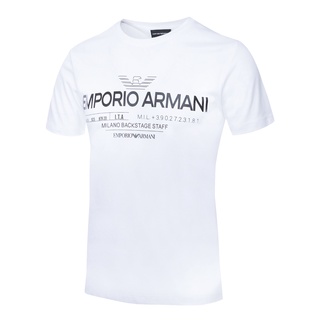 เสื้อยืดแขนสั้น คอกลม พิมพ์ลายตัวอักษร EMPORIO Armani Armani สีทอง แฟชั่นฤดูร้อน สําหรับผู้ชาย