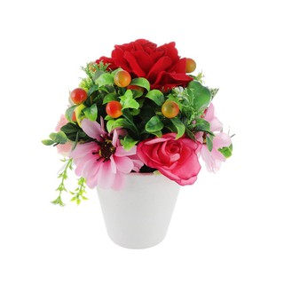 กระถางดอกกุหลาบและผลไม้ประดิษฐ์ ฟ้าและดอกไม้ 20 ซม. สีแดง ARTIFICIAL ROSE AND FRUIT IN POT SKY AND FLOWER 20CM RED