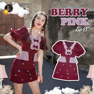 BLT Brand การันตีเสื้อผ้าแบรนด์แท้ มินิเดรสสีแดงแขนตุ๊กตา BERRY PINK