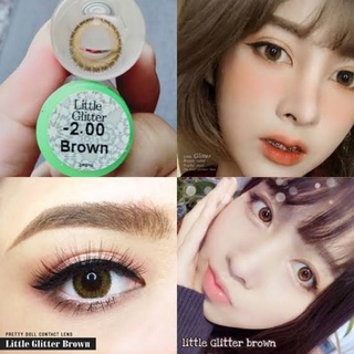 คอนแทคเลนส์ รุ่น Little Glitter ยี่ห้อ Pretty doll มีสีเทา ตาล สามยตาปกติ