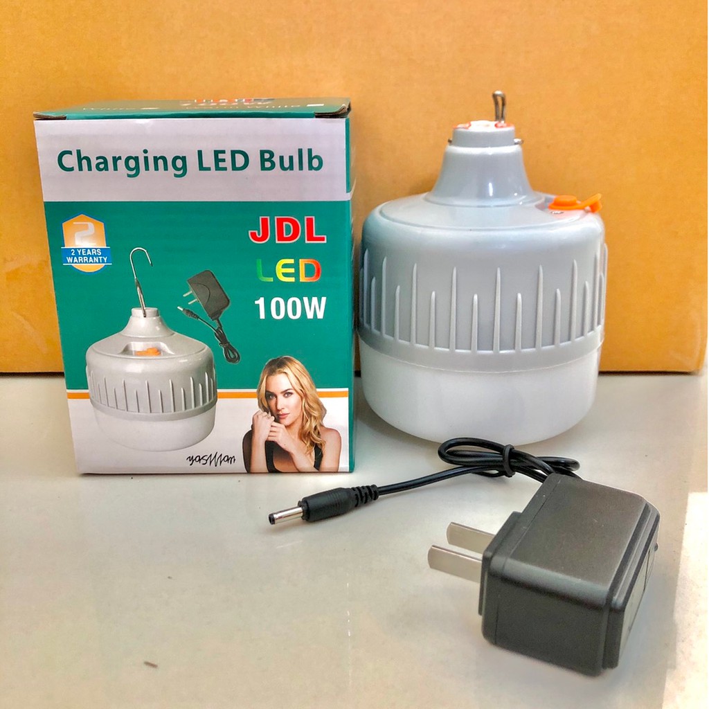 JDL 100 วัตต์ 228 LED BULB หลอดไฟปิงปอง 100w. ดวงไฟสีขาว มาพร้อมสายชาร์ต สามารถปรับระดับได้ 3 ระดับ