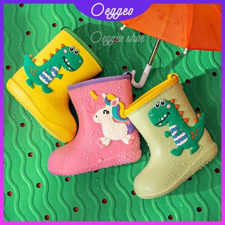 Oeggeo shop รองเท้าบูท กันฝน กันลื่น สําหรับเด็กผู้ชาย และเด็กผู้หญิง อายุ 2-4 ปี