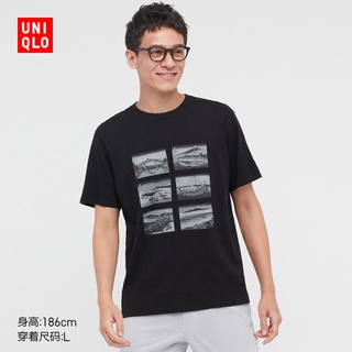 5tzh /UNIQLO ใหม่เสื้อยืดลําลองสําหรับผู้ชาย/ผู้หญิงแขนสั้นพิมพ์ลาย Hokusai Fuji (แขนสั้น) 44228!