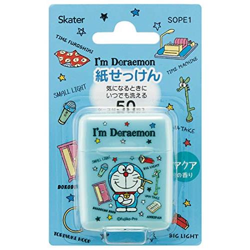 Skater SOPE1-A Hand Soap Paper 50 Sheets Portable Wash With Case Aqua Fragrance Doraemon Secret Tool