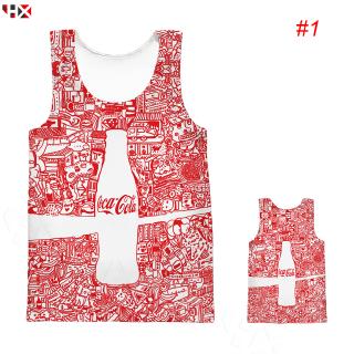 HX โคคา-โคล่า Coca-Cola 3D พิมพ์เสื้อกั๊กฤดูร้อน เสื้อผ้าแฟชั่นผู้ชาย