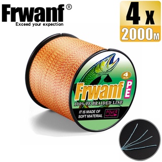 Frwanf สายเอ็นตกปลา PE แบบถัก 4 เส้น 2000 เมตร ทนทาน สีแดง และสีเหลือง