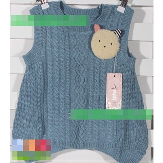 เสื้อกันหนาวเด็กผู้หญิง เสื้อกันหนาวเด็ก เสื้อไหมพรมกันหนาว Sweater Vest แขนกุด (Size5-7)