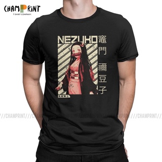 [COD]เสื้อยืดแขนสั้น คอกลม ผ้าฝ้าย 100% พิมพ์ลายอนิเมะ Demon Slayer Nezuko Kimetsu No Yaiba สไตล์วินเทจ สําหรับผู้ชาย แล