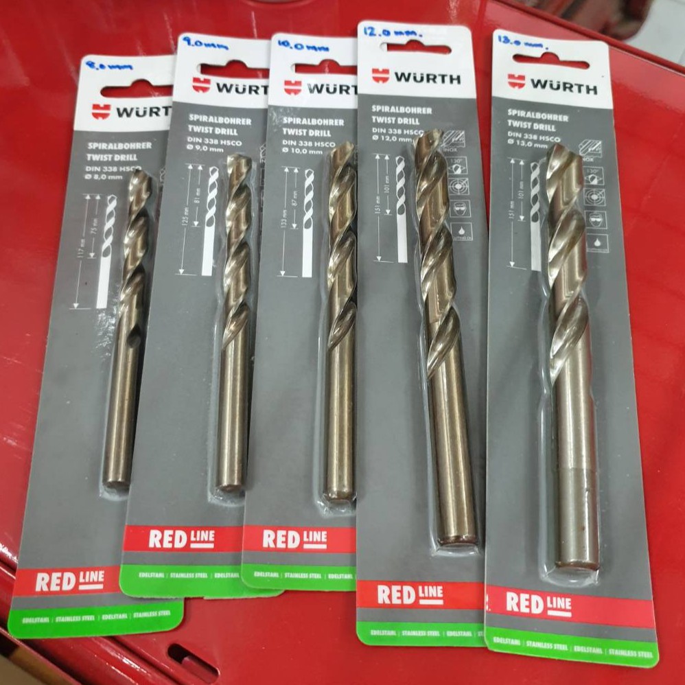 WURTH ดอกสว่านเจาะเหล็ก สแตนเลส รุ่น RED Line ANSI HSCO ขนาด 8.0 – 13.0 มิล – โปรปัง