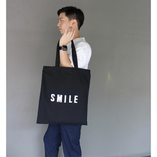 กระเป๋าผ้ายีนส์ตัวอักษร SMILE ทรง Tote Bag