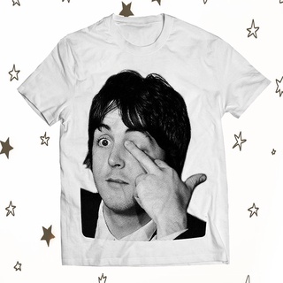 เสื้อยืดคอกลมเสื้อยืดแขนสั้น ผ้าฝ้าย พิมพ์ลาย The Beatles Paul McCartney สีขาว สําหรับผู้ชายS-4XL