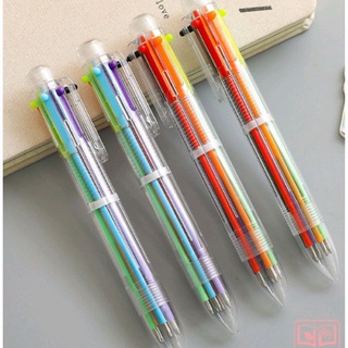 A52-nid ปากกาหลายสี ปากกาลูกลื่น ปากกา 1 ด้ามมี 6 สี  (สินค้าพร้อมส่งจากกรุงเทพ)