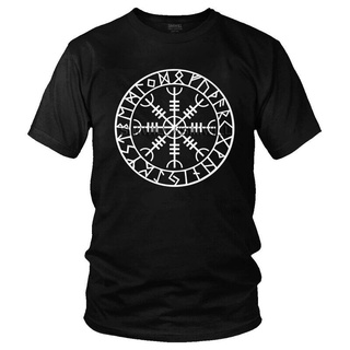 ถูกสุดๆพร้อมส่ง เสื้อยืดแขนสั้น ผ้าฝ้าย 100% พิมพ์ลาย Norse Viking Rune Amulet Street Icelandic Vegvisir Comp หลากสี แฟช