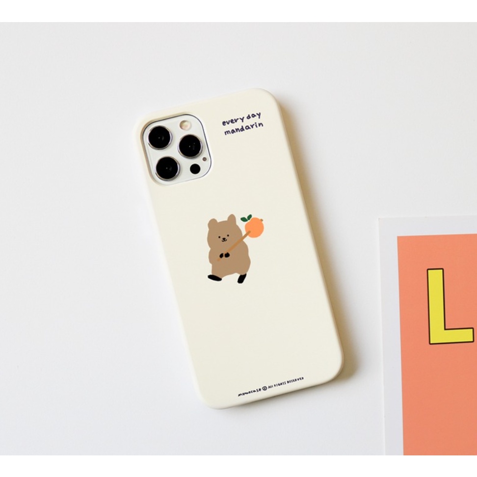 🇰🇷【 Korean Phone Case For Compatible for iPhone, Samsung 】 Orange Quokka Slim Card Storage Clear Jelly Slide Bumper Protective Griptok kickstand Holder Cute Hand Made Unique Galaxy 13 8 xs xr 11pro 11 12 12pro mini Korea Made