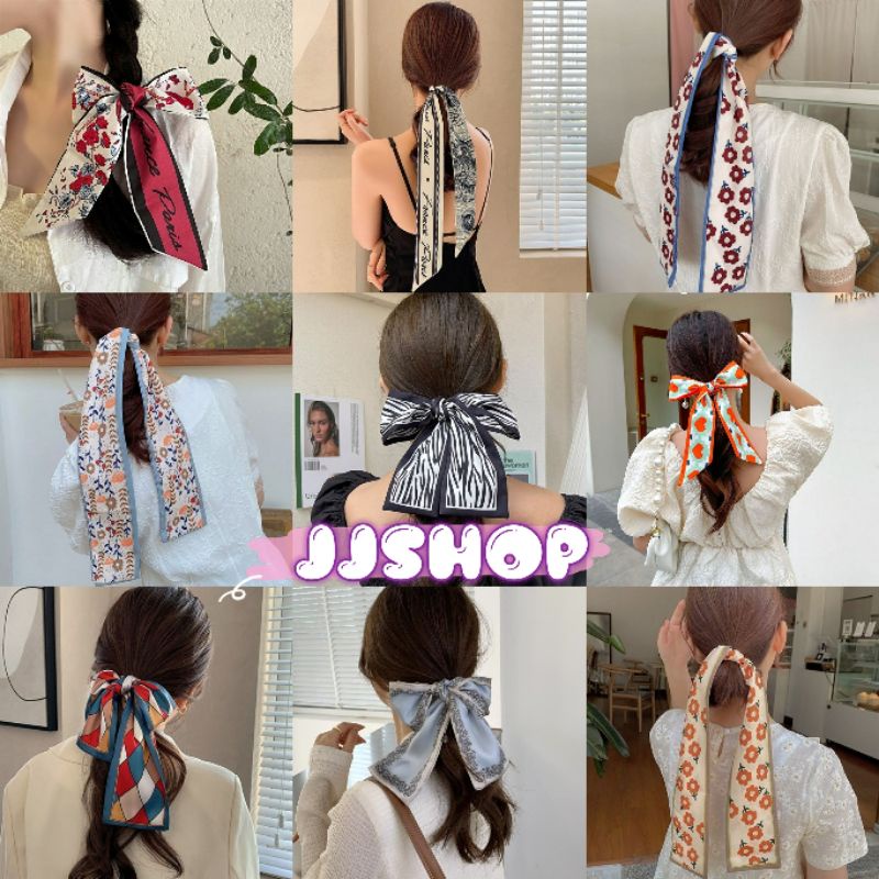 JJ Shop​💜​พร้อมส่ง ริบบิ้น​ผูกผมหลากหลายลาย มัดสวยๆหรือโบว์ก็ได้ "FD"  09