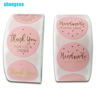 (Abongsea) สติกเกอร์ฉลาก Thank You สีชมพู