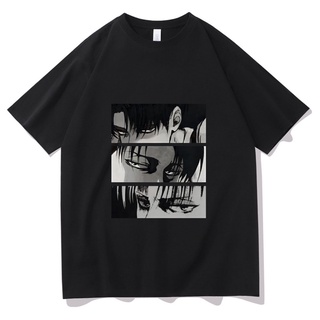 T-shirt  เสื้อยืดแขนสั้น พิมพ์ลายอนิเมะ Attack on Titan Levi Ackerman Eyes สไตล์ฮิปฮอป สตรีท สําหรับผู้ชายS-5XL